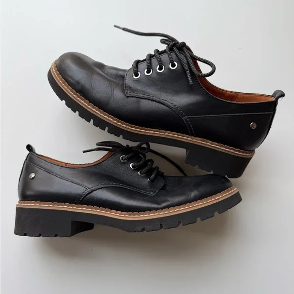 Pikolinos Women's Leather Vicar Oxford Shoes Black Size EU 39, US 8.5 - Picture 1 of 14